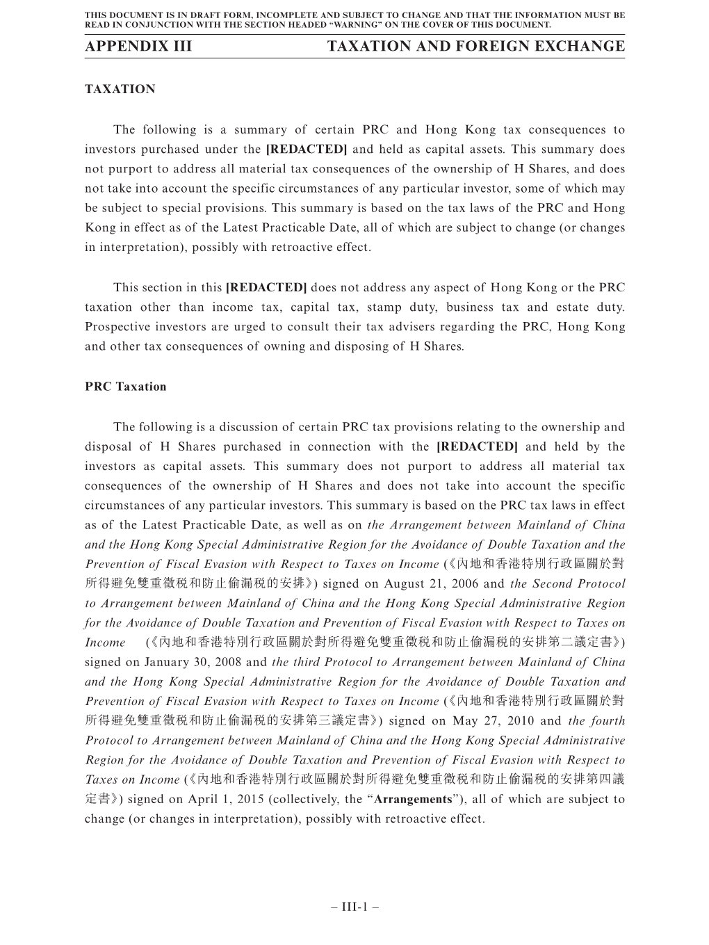 Appendix Iii — Taxation and Foreign Exchange