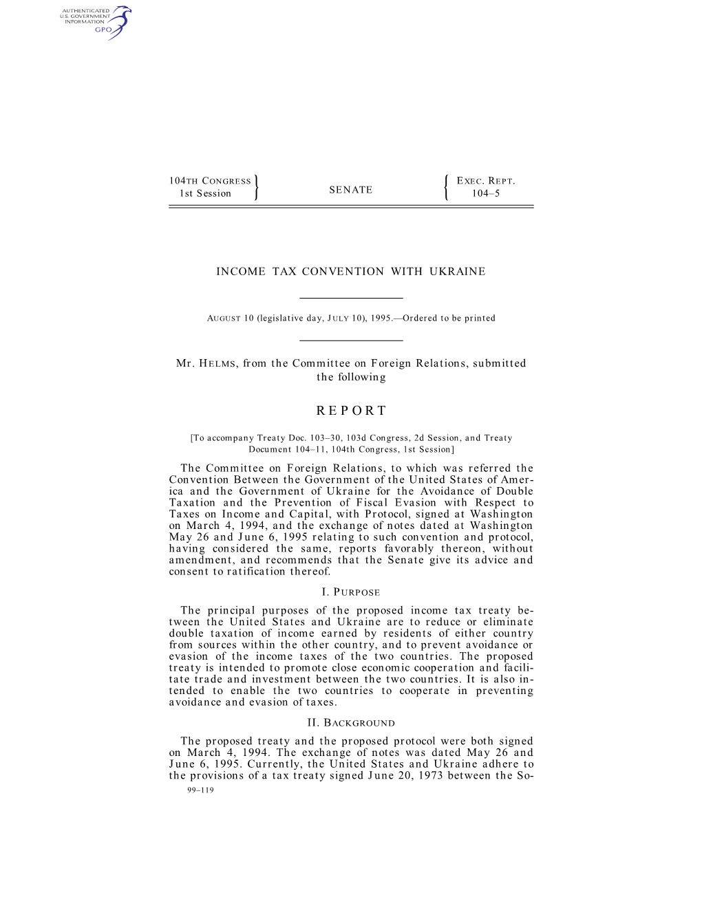 Reports Favorably Thereon, Without Amendment, and Recommends That the Senate Give Its Advice and Consent to Ratification Thereof