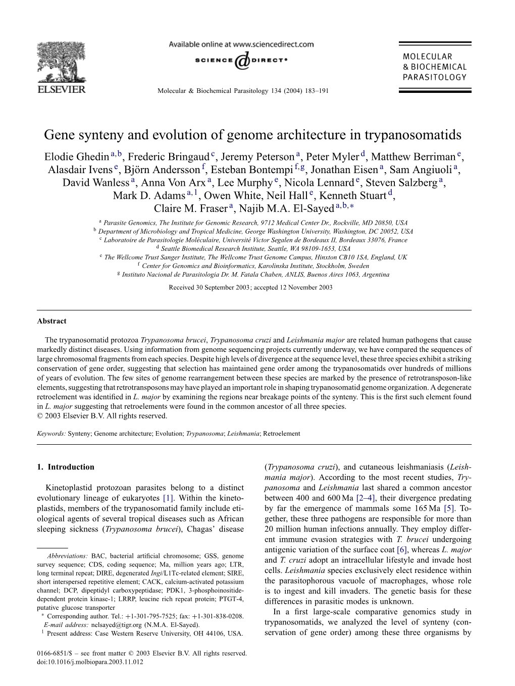 Gene Synteny and Evolution of Genome Architecture In