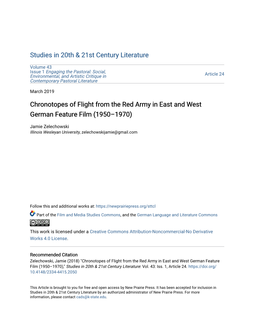 Chronotopes of Flight from the Red Army in East and West German Feature Film (1950–1970)