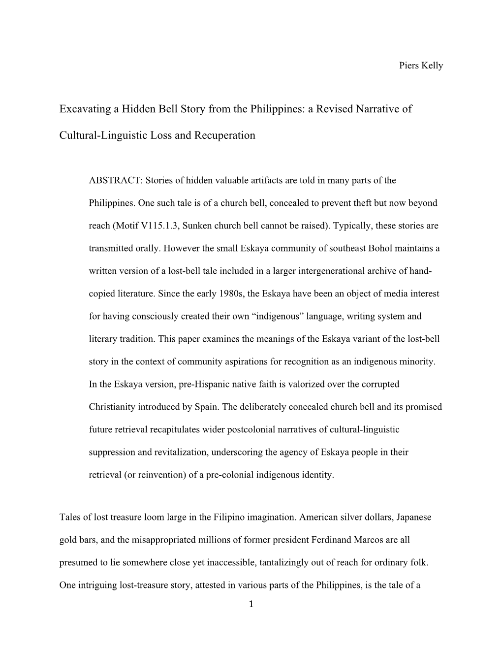 Excavating a Hidden Bell Story from the Philippines: a Revised Narrative Of
