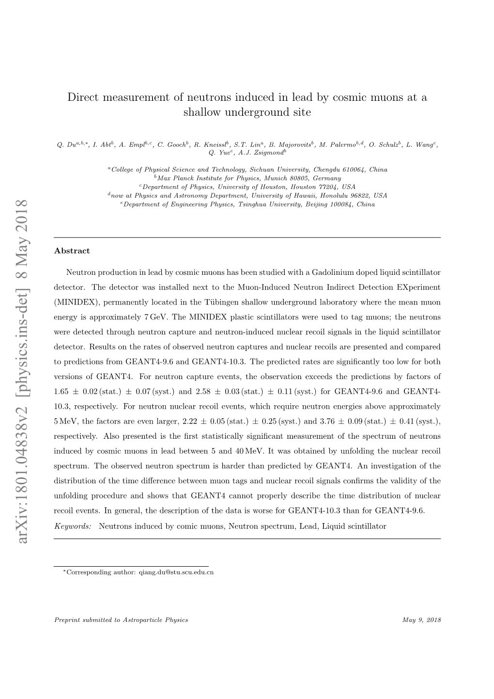 Arxiv:1801.04838V2 [Physics.Ins-Det] 8 May 2018