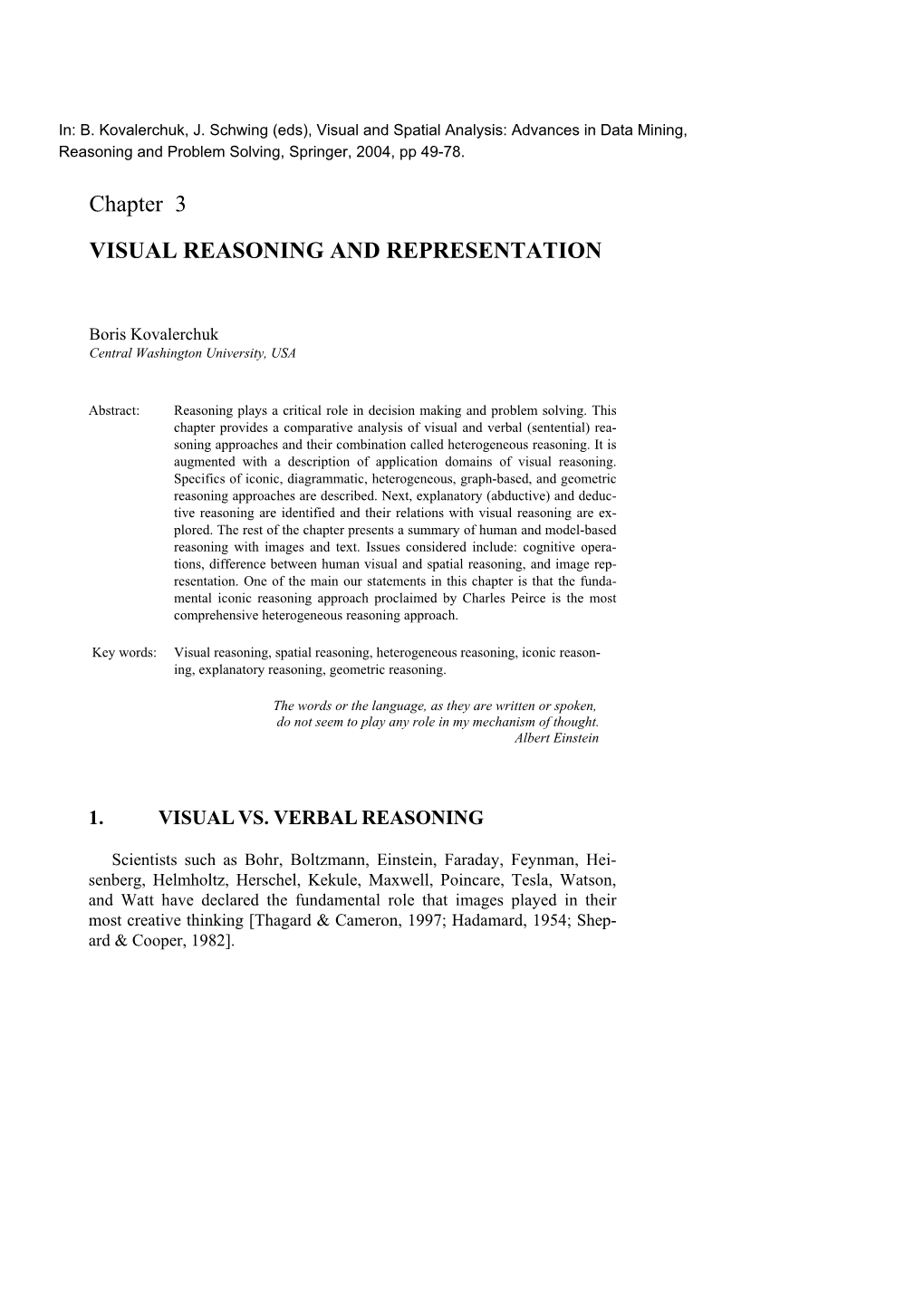 Chapter 3 VISUAL REASONING and REPRESENTATION