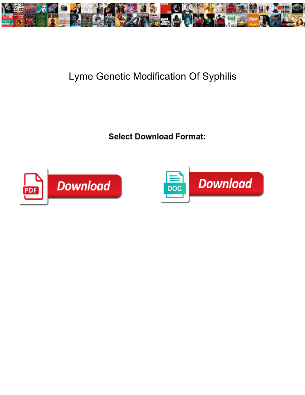 Lyme Genetic Modification of Syphilis