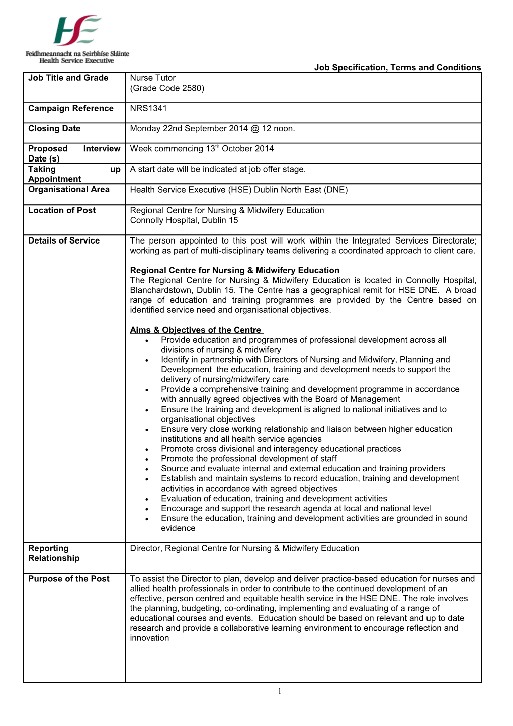 Job Specification, Terms and Conditions s4