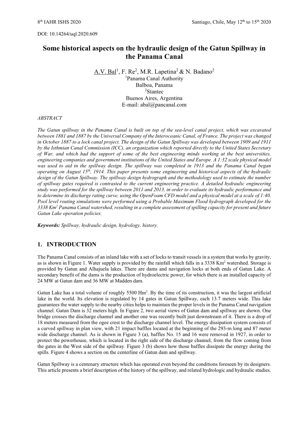 Some Historical Aspects on the Hydraulic Design of the Gatun Spillway in the Panama Canal