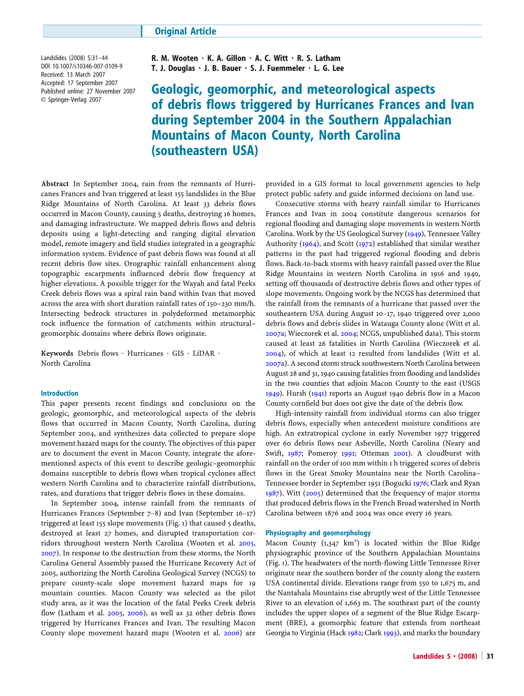 Geologic, Geomorphic, and Meteorological Aspects of Debris