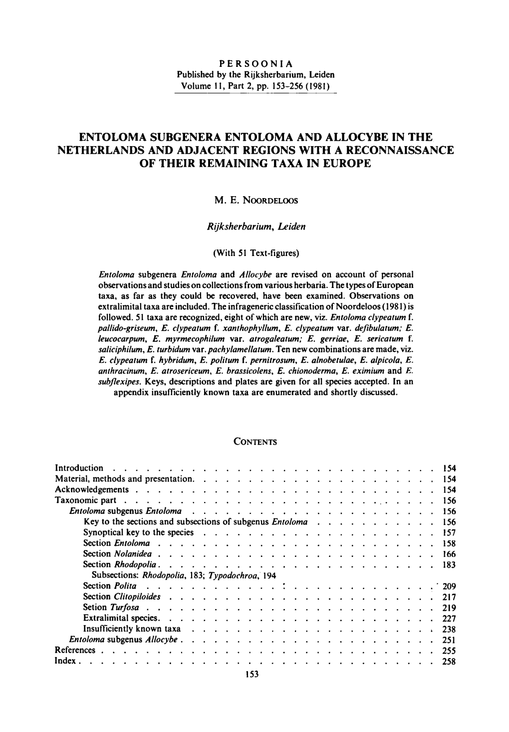 Rijksherbarium, Leiden Text-Figures) Subgenera Entoloma European