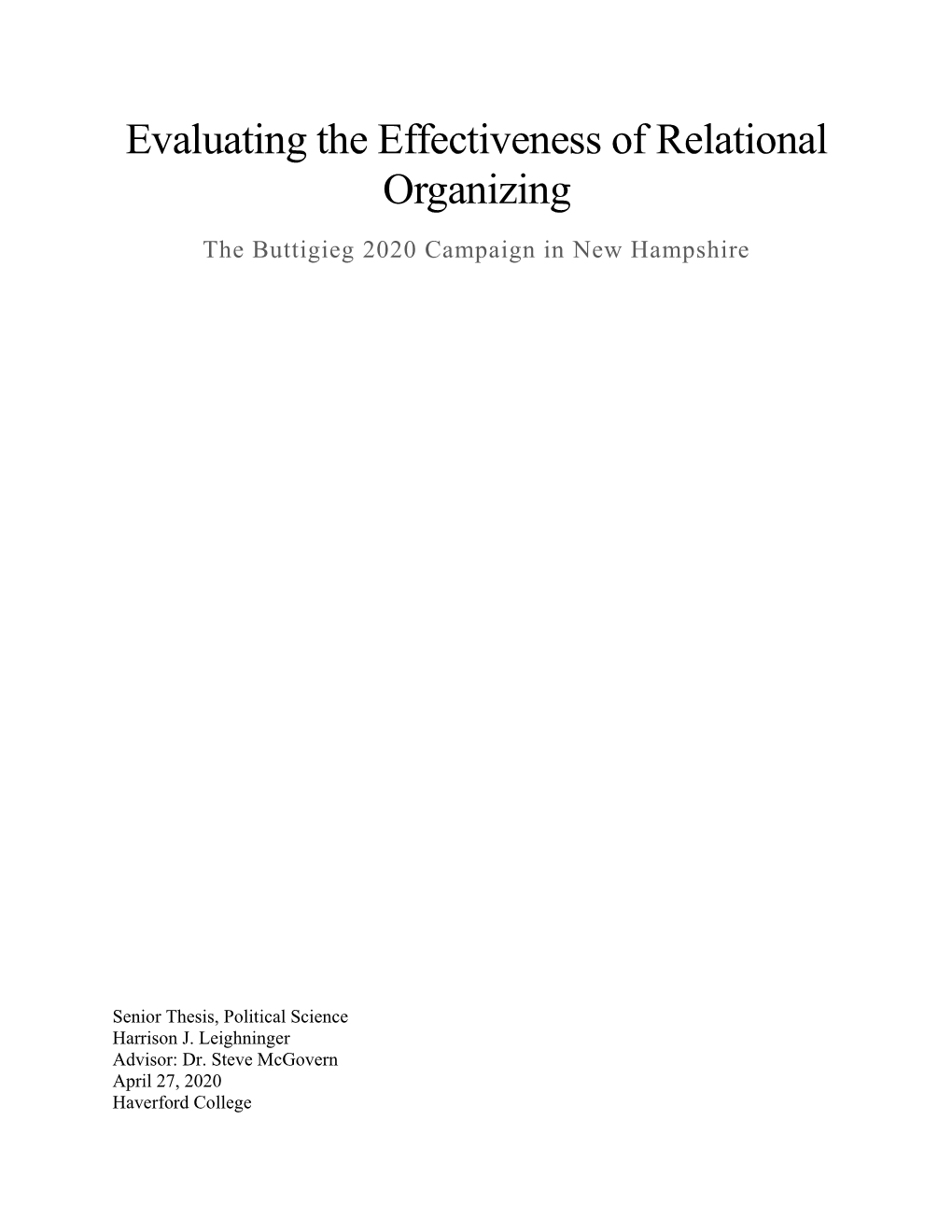 Evaluating the Effectiveness of Relational Organizing