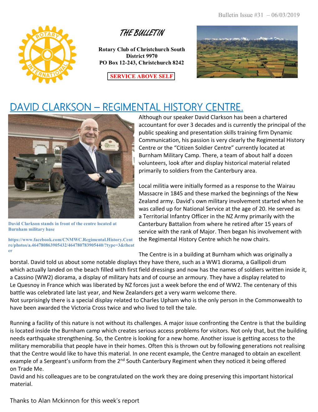 David Clarkson – Regimental History Centre