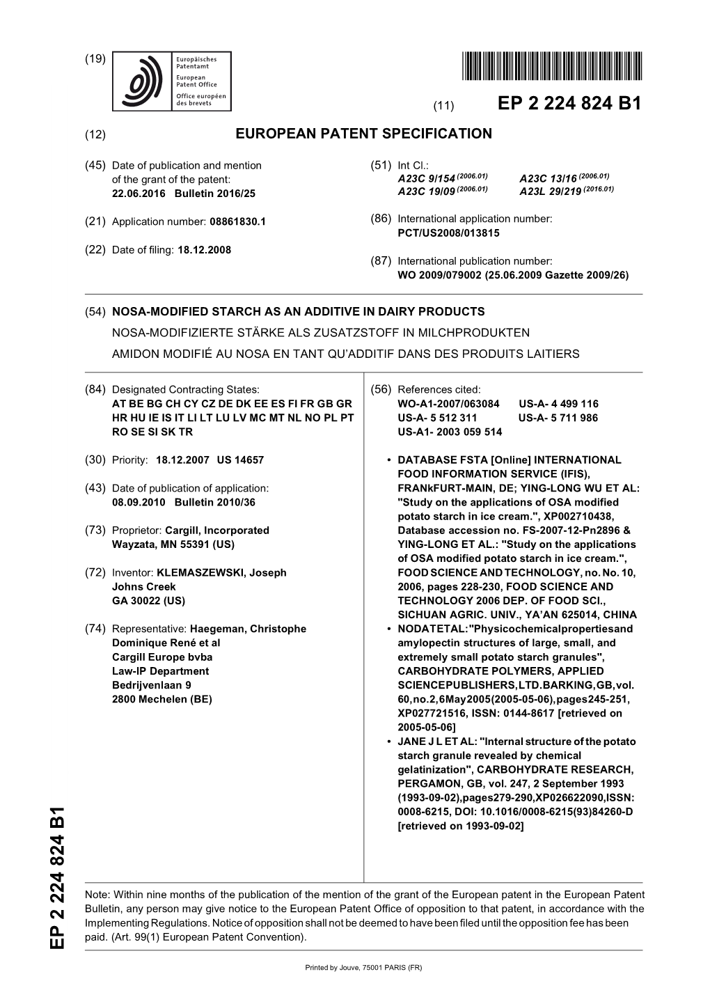 Nosa-Modified Starch As an Additive in Dairy Products