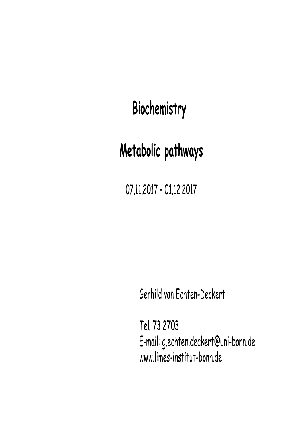 Biochemistry Metabolic Pathways