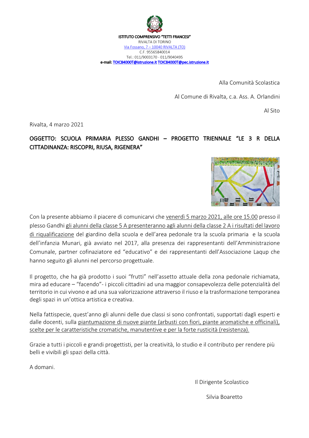 Scuola Primaria Plesso Gandhi – Progetto Triennale “Le 3 R Della Cittadinanza: Riscopri, Riusa, Rigenera”