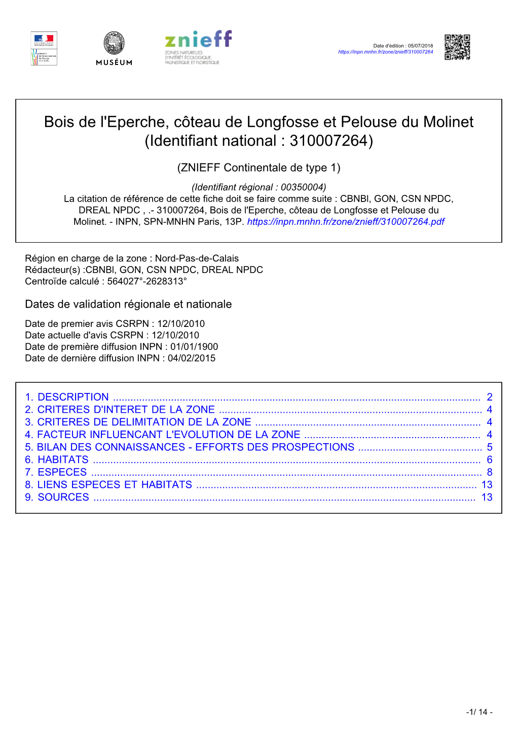 Bois De L'eperche, Côteau De Longfosse Et Pelouse Du Molinet (Identifiant National : 310007264)