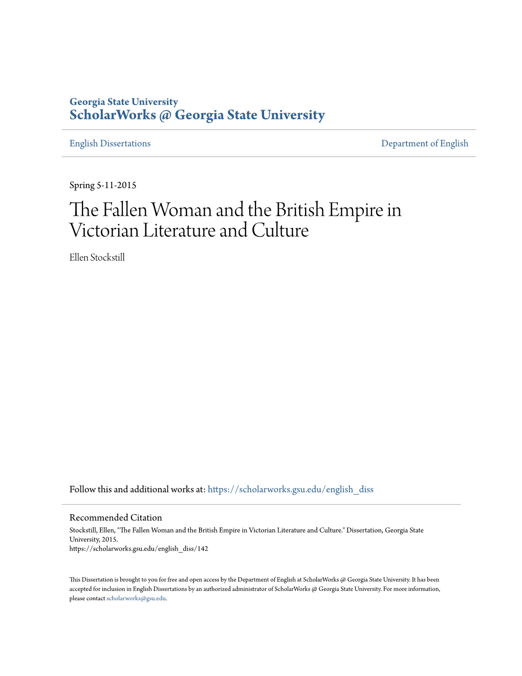 The Fallen Woman and the British Empire in Victorian Literature and Culture