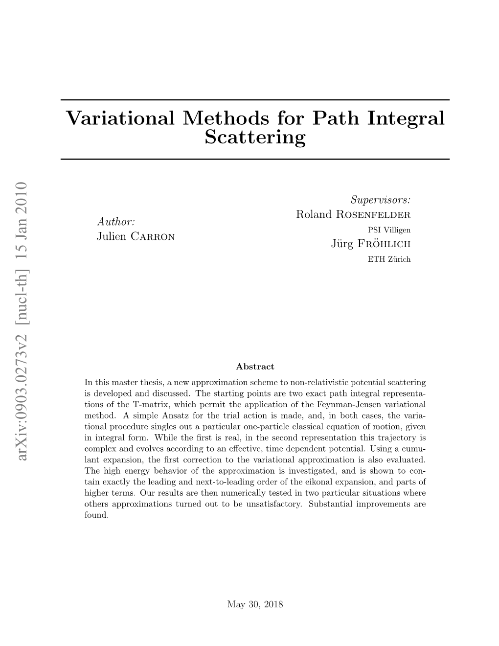 Variational Methods for Path Integral Scattering