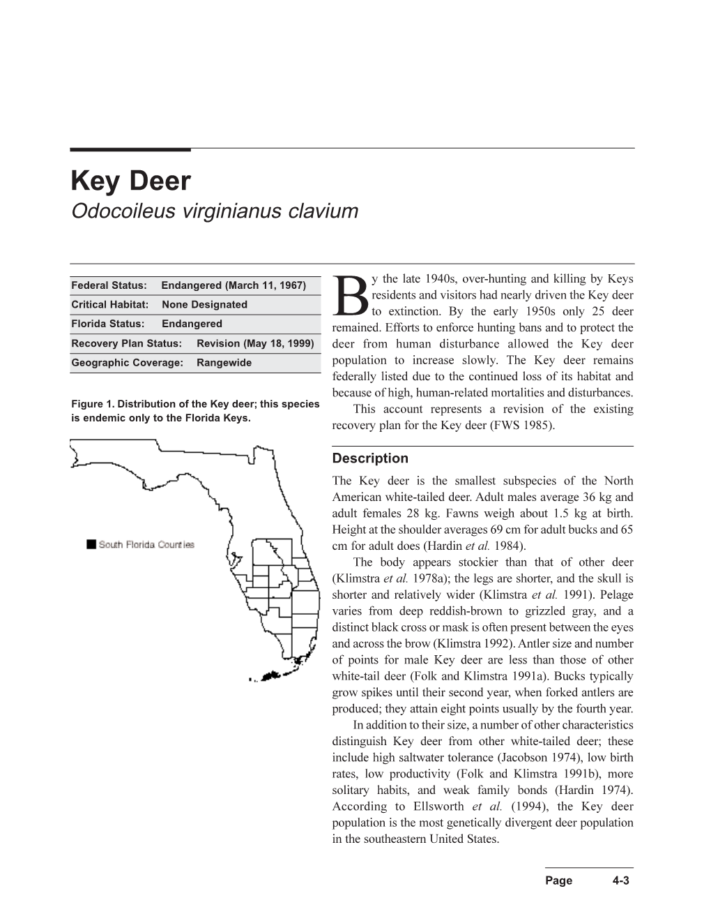 Recovery Plan for the Key Deer (FWS 1985)