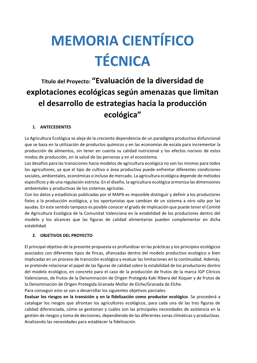 Memoria Científico Técnica