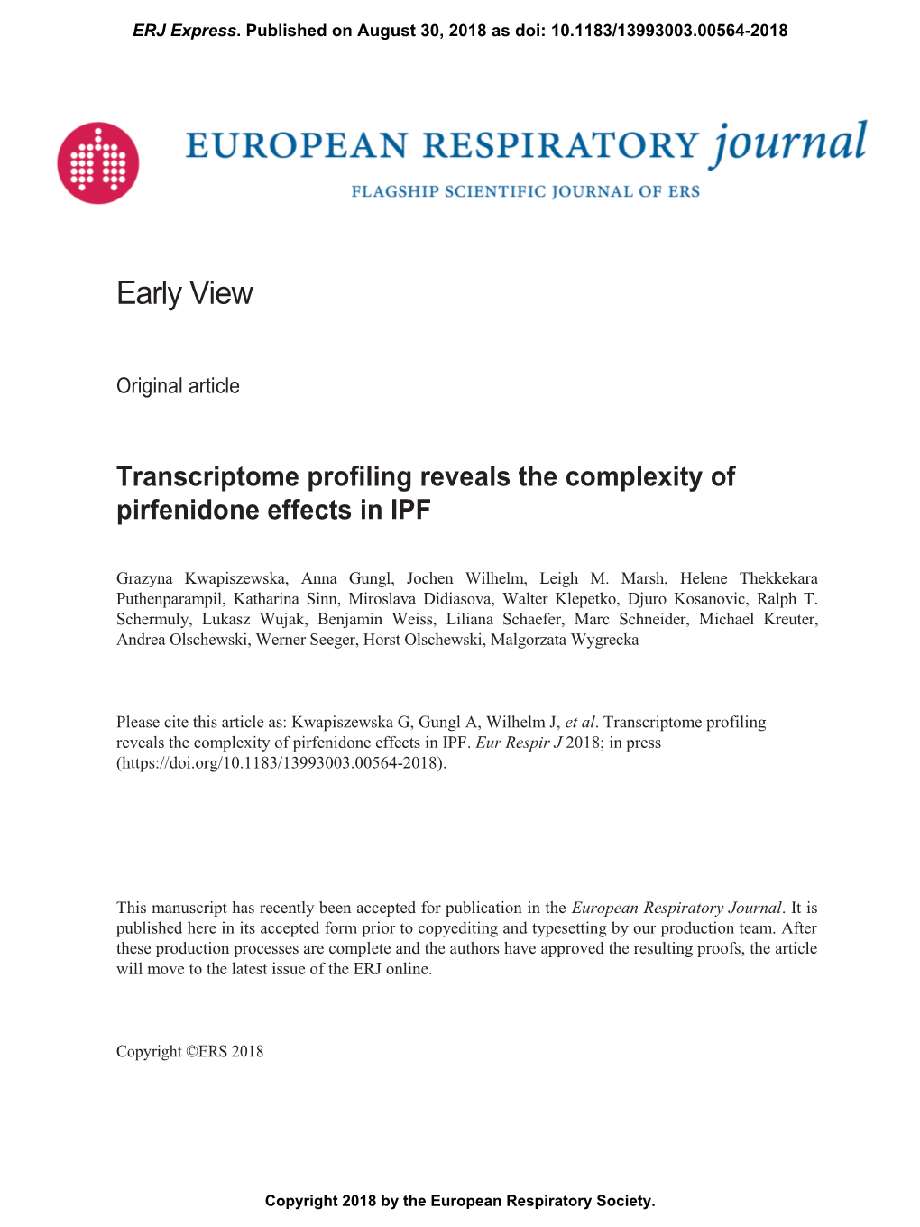 Transcriptome Profiling Reveals the Complexity of Pirfenidone Effects in IPF