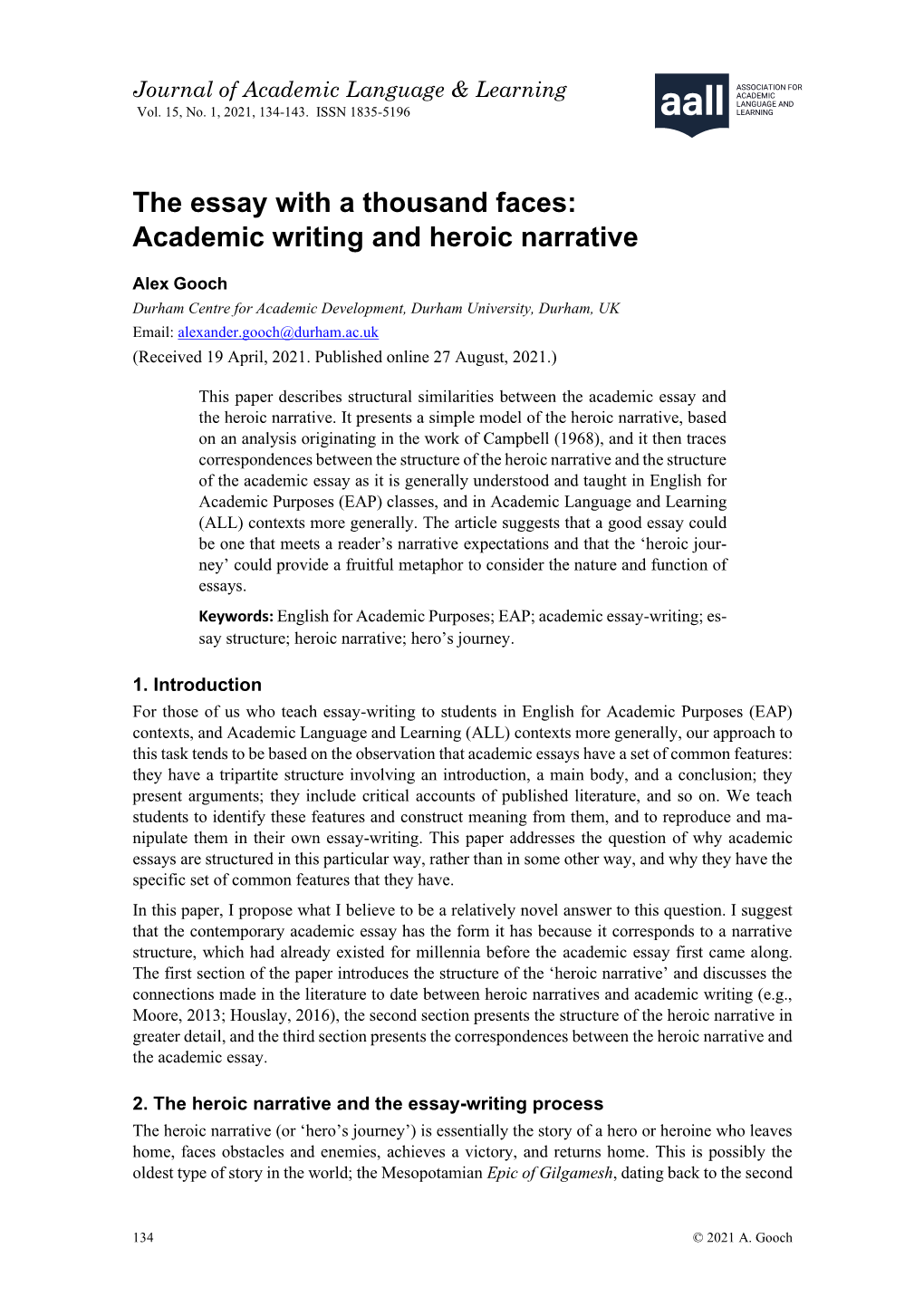 Academic Writing and Heroic Narrative