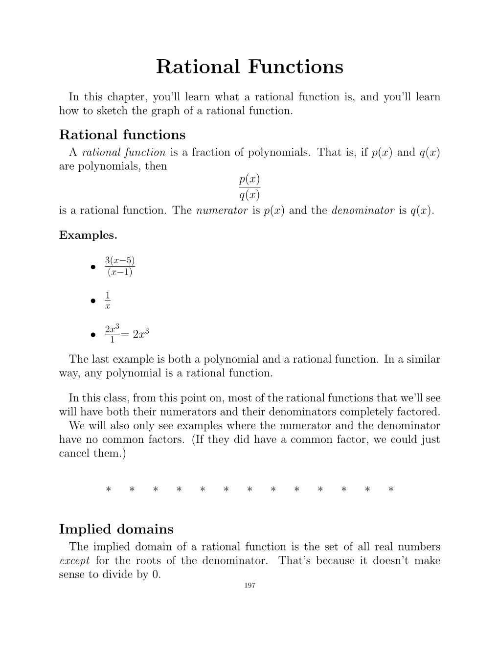 Rational Functions