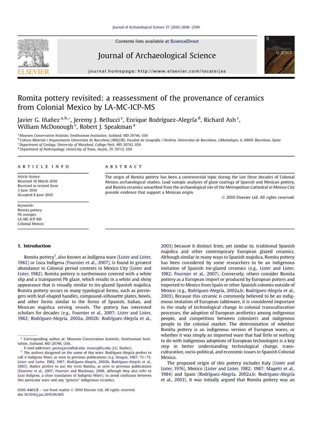 Romita Pottery Revisited: a Reassessment of the Provenance of Ceramics from Colonial Mexico by LA-MC-ICP-MS