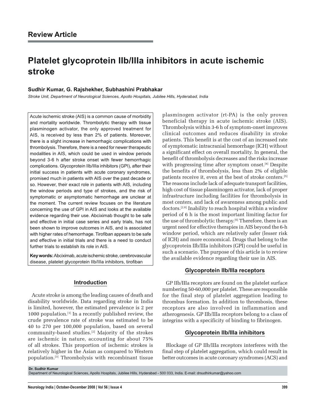 Platelet Glycoprotein Iib/Iiia Inhibitors in Acute Ischemic Stroke