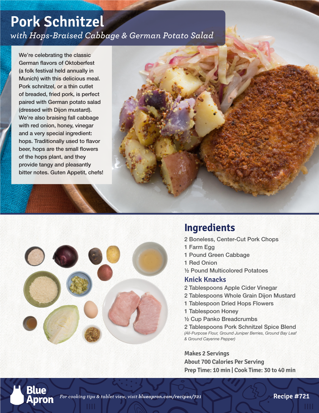 Pork Schnitzel with Hops-Braised Cabbage & German Potato Salad