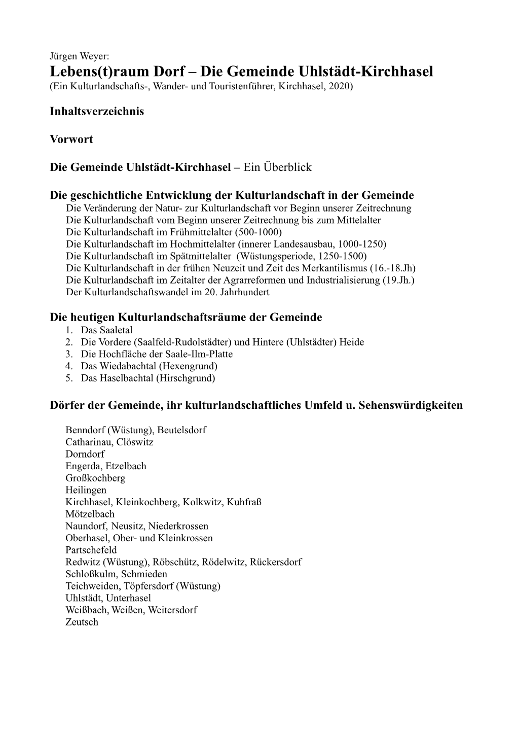 Die Gemeinde Uhlstädt-Kirchhasel (Ein Kulturlandschafts-, Wander- Und Touristenführer, Kirchhasel, 2020)