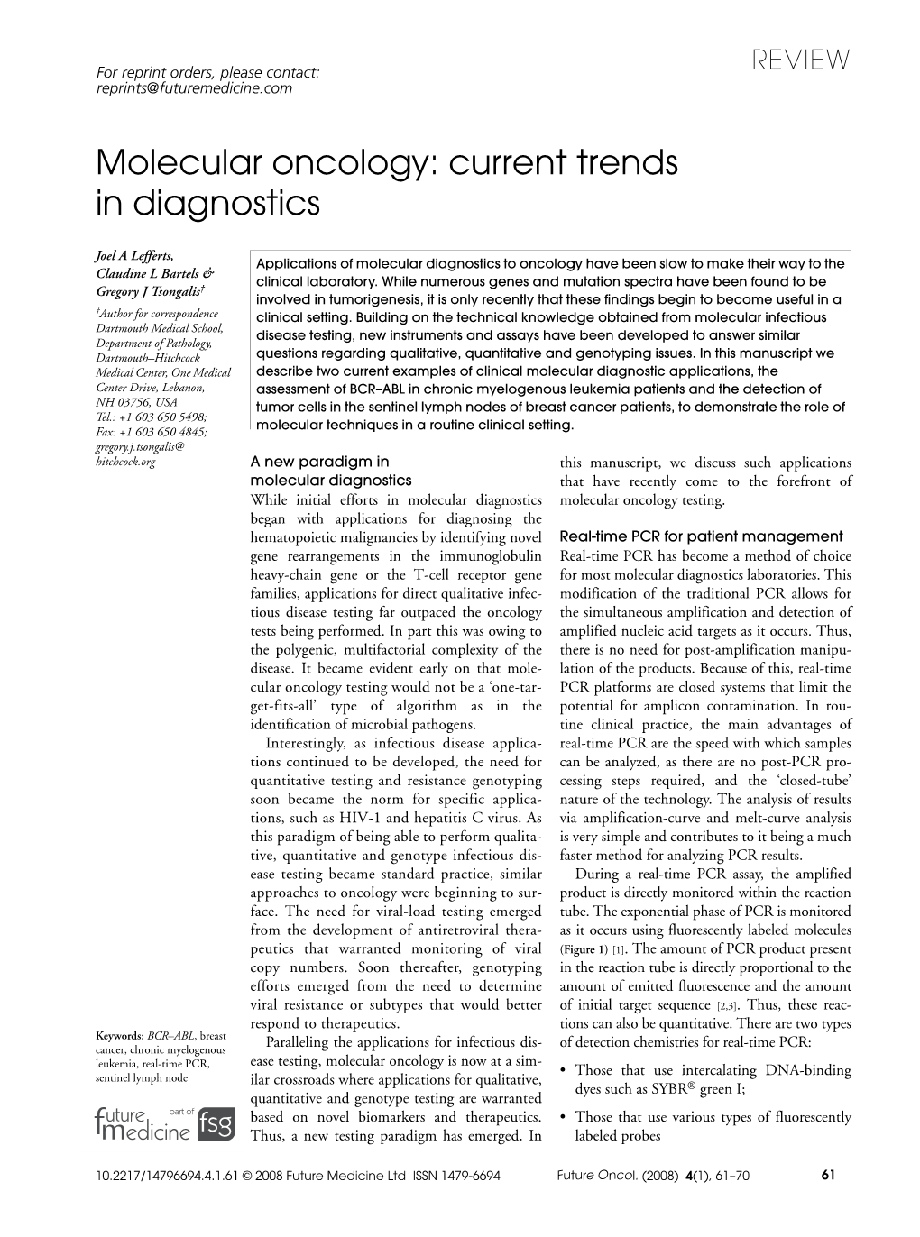 Molecular Oncology: Current Trends in Diagnostics