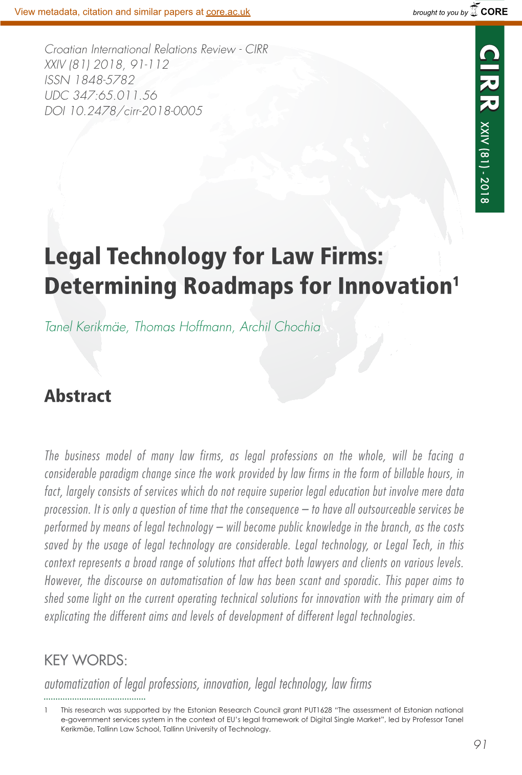 Legal Technology for Law Firms: Determining Roadmaps For