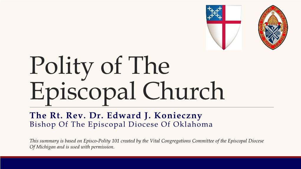 Polity of the Episcopal Church the Rt