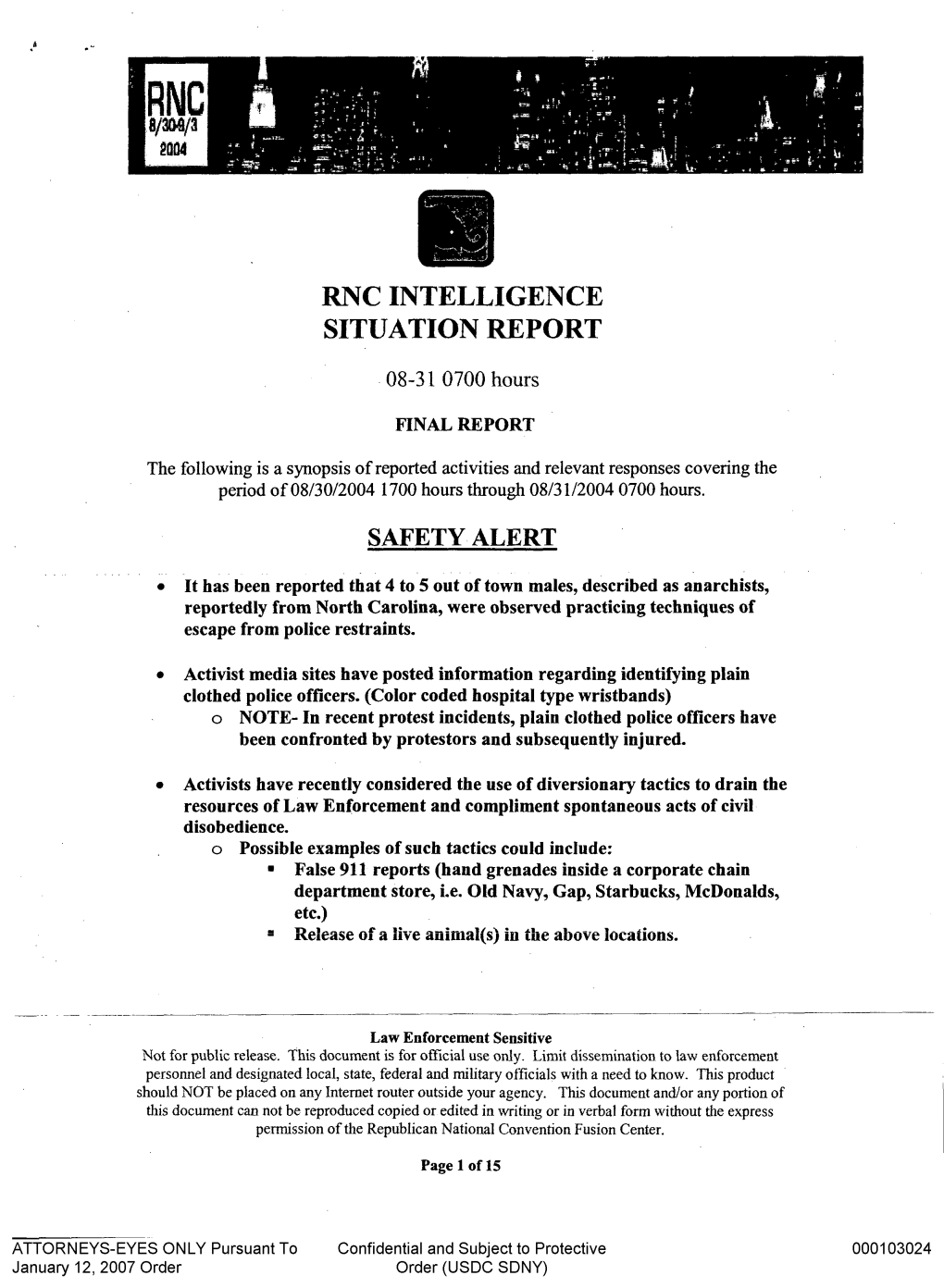 Rnc Intelligence Situation Report