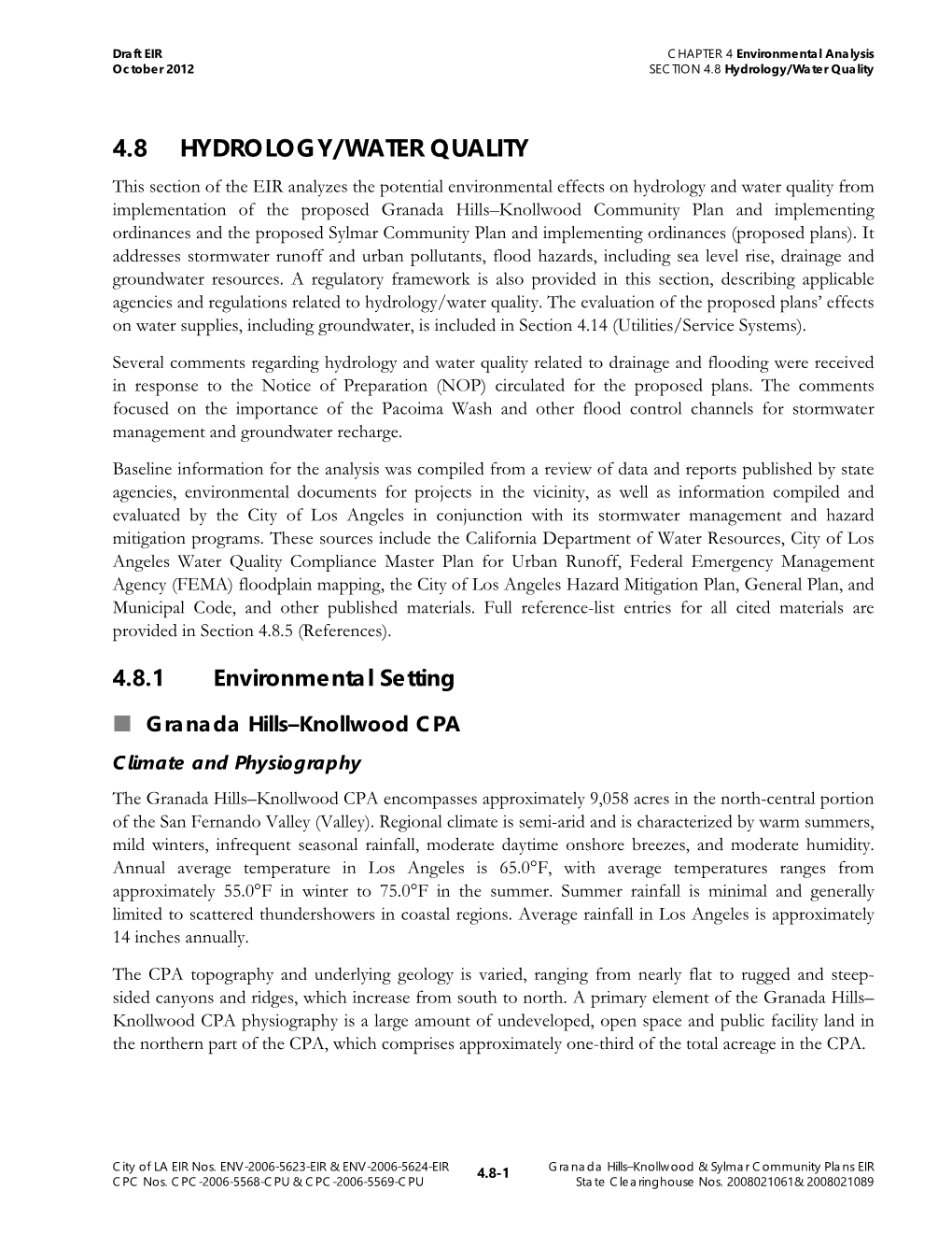 4.8 Hydrology/Water Quality