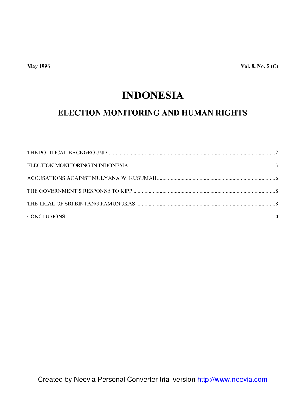 Indonesia Election Monitoring and Human Rights