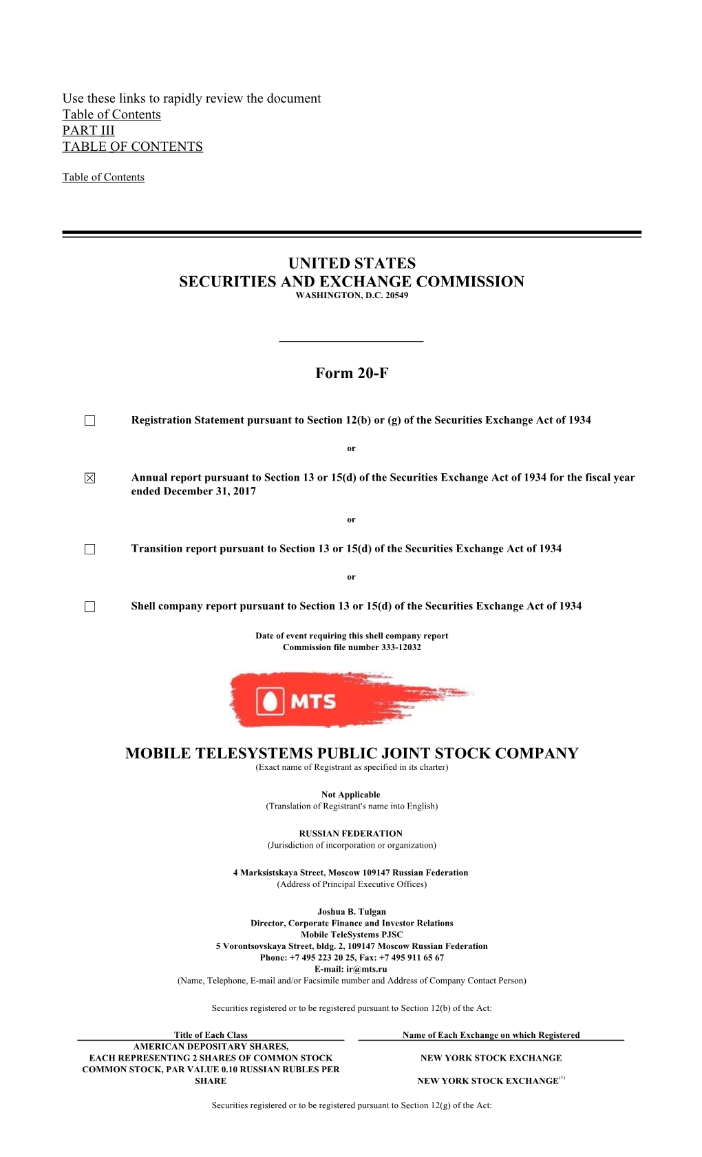 UNITED STATES SECURITIES and EXCHANGE COMMISSION Form