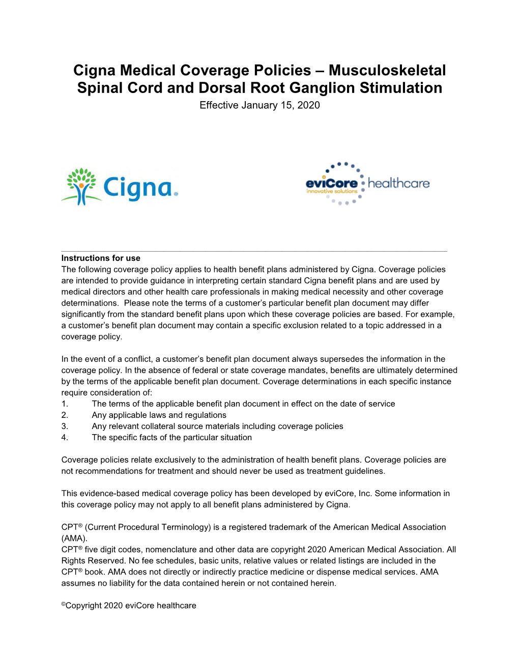 Cigna CMM-211 Spinal Cord Stimulators