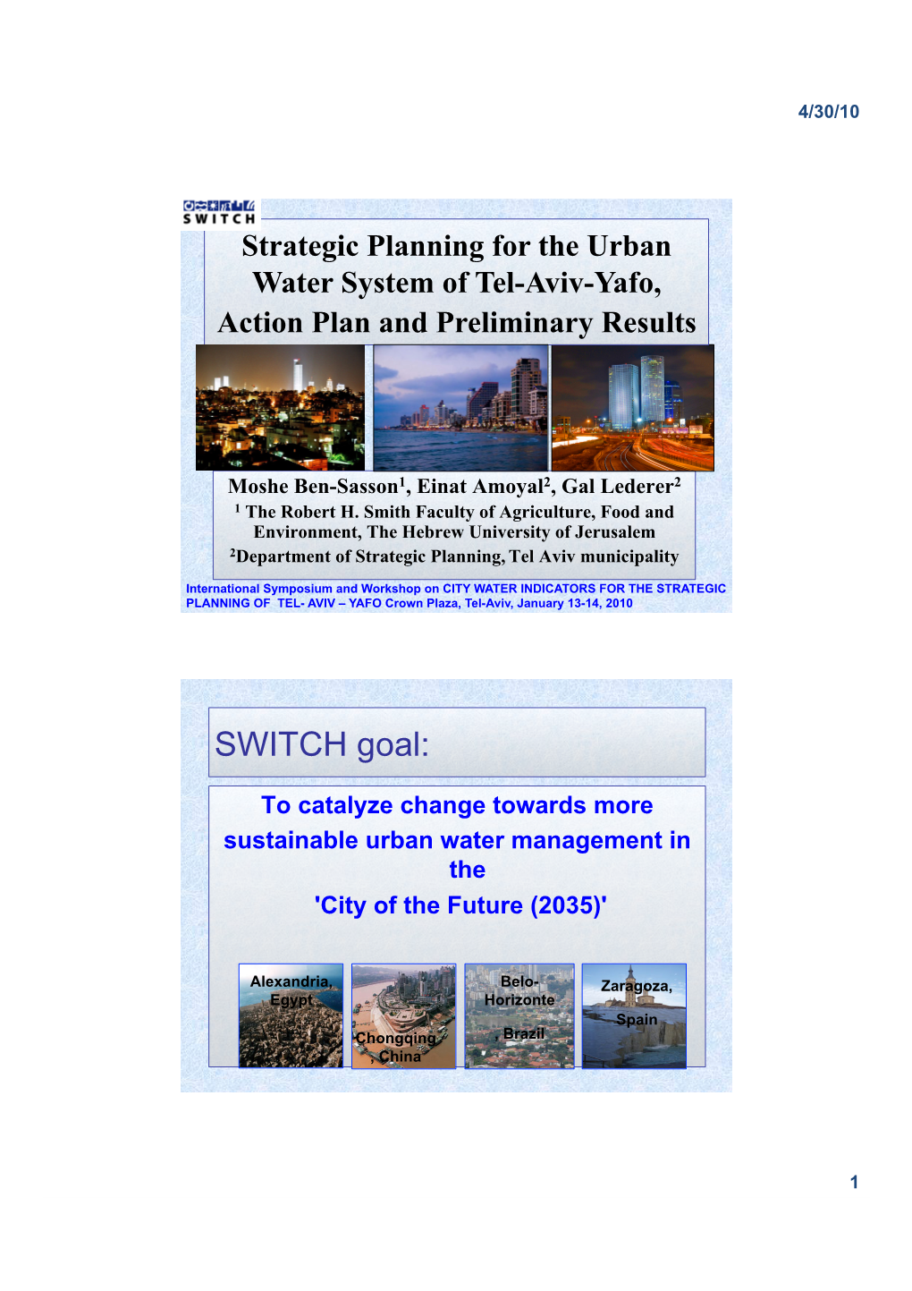 Strategic Planning for Urban Water System