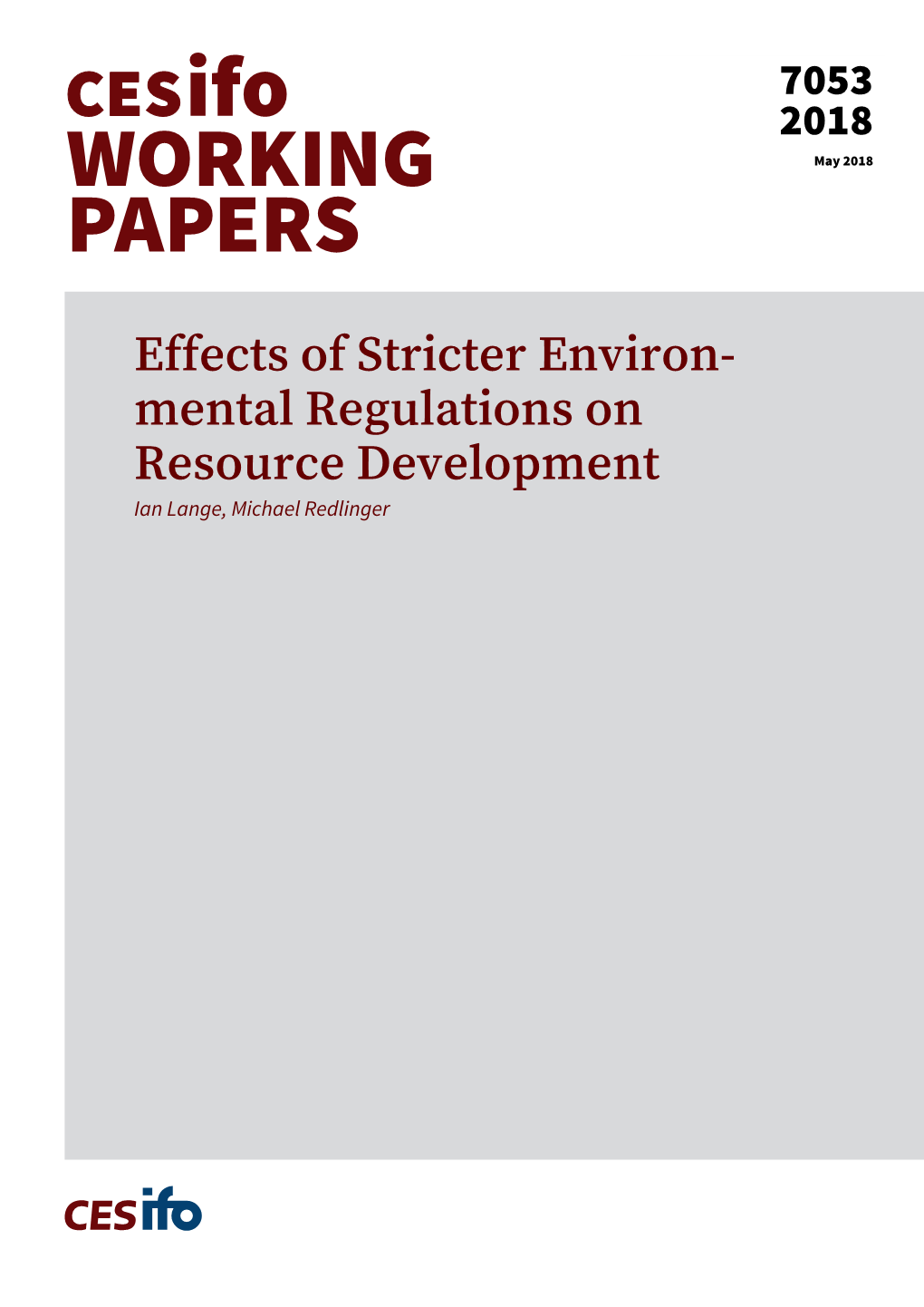 Cesifo Working Paper No. 7053 Category 10: Energy and Climate Economics