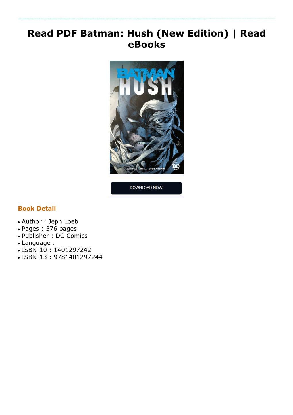 Read PDF Batman: Hush (New Edition)