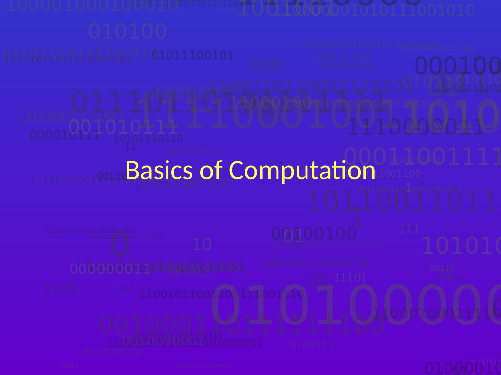 Basics of Computation