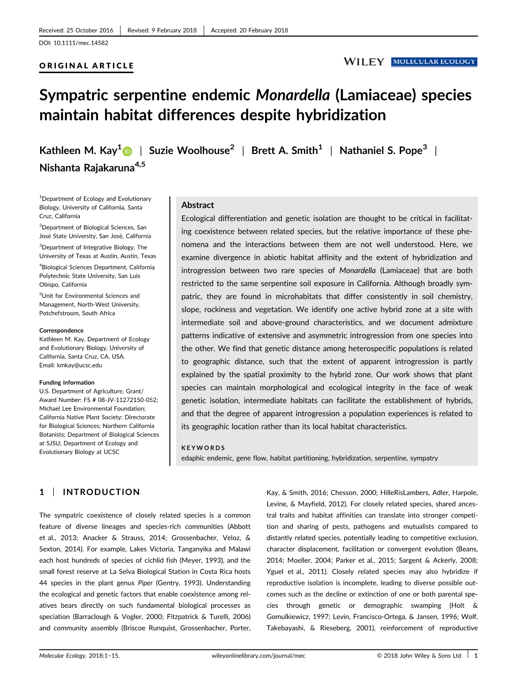 Molecular Ecology