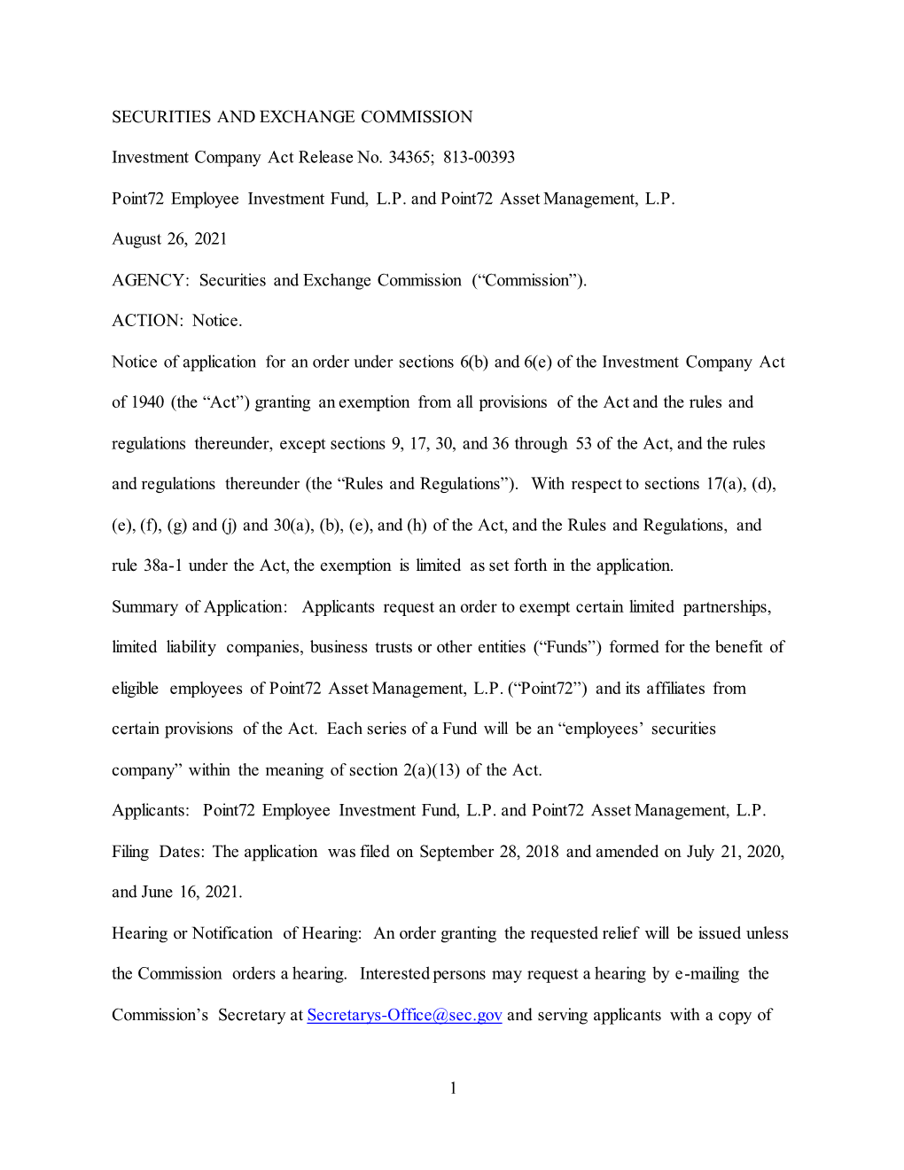 Point72 Employee Investment Fund, L.P. and Point72 Asset Management, L.P