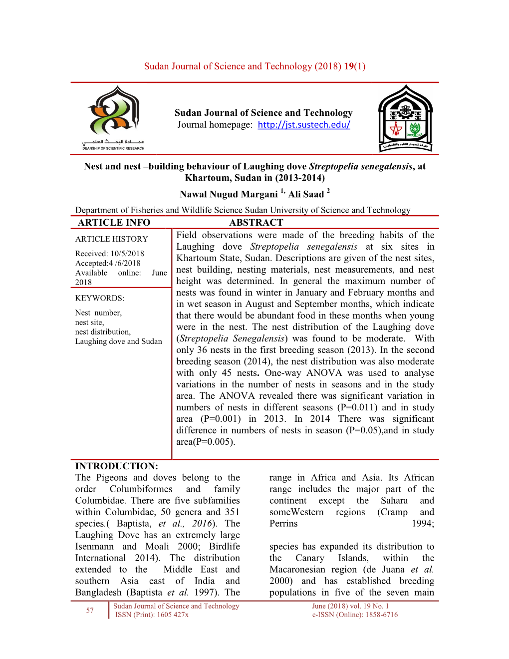 Sudan Journal of Science and Technology (2018) 19(1)