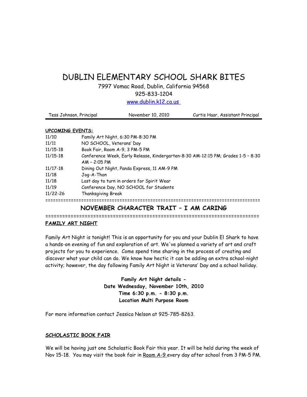 Dublin Elementary School Shark Bites