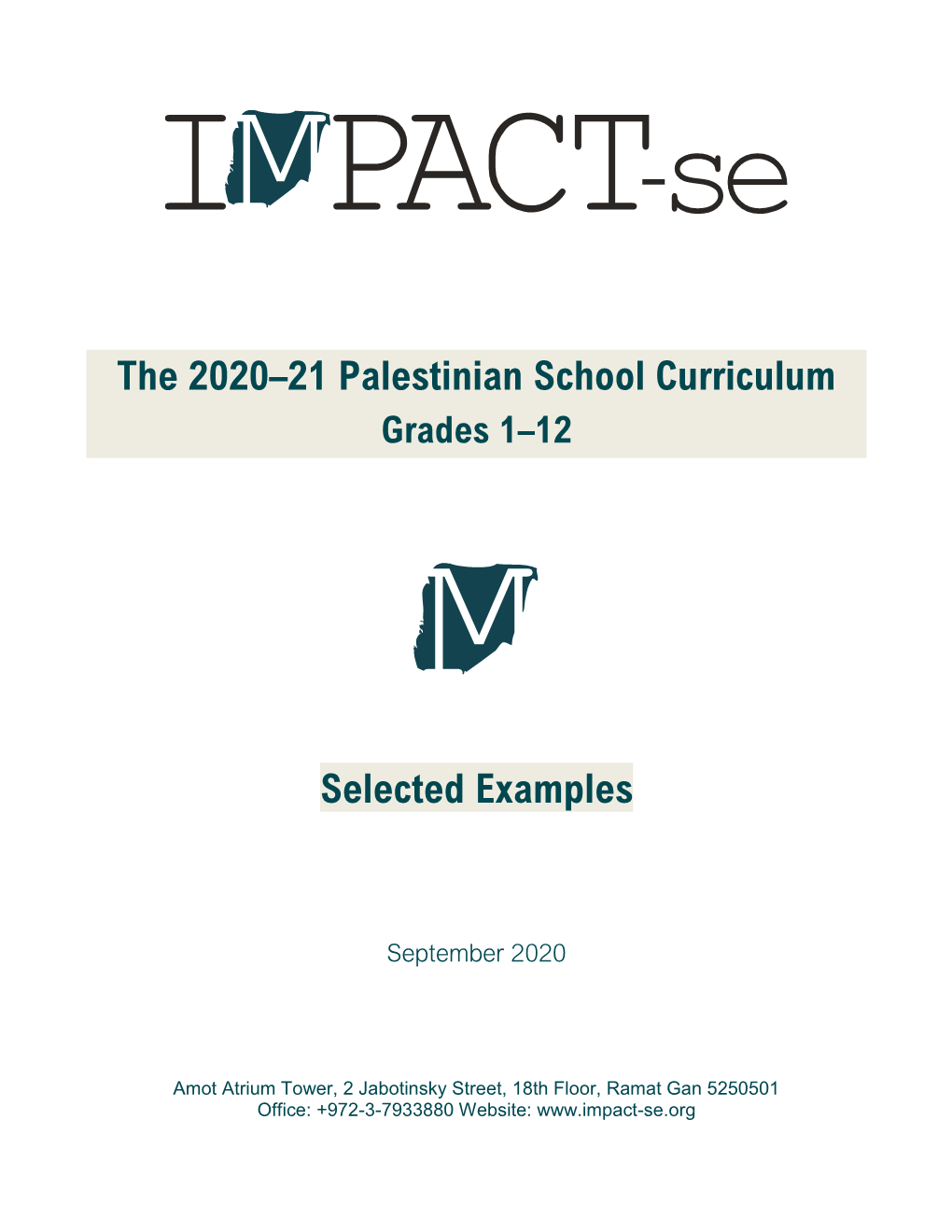 The 2020–21 Palestinian School Curriculum Selected Examples