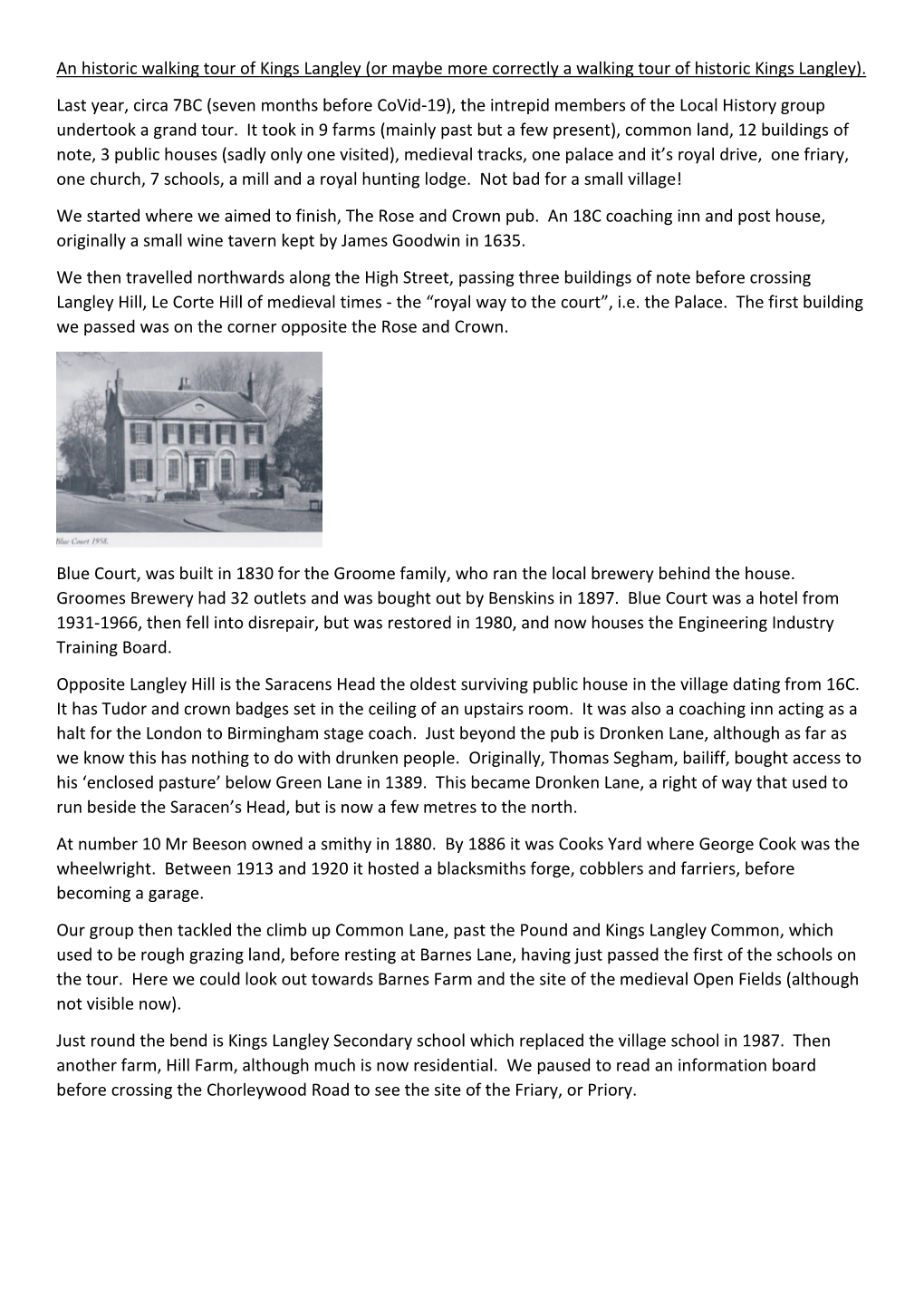 An Historic Walking Tour of Kings Langley (Or Maybe More Correctly a Walking Tour of Historic Kings Langley)