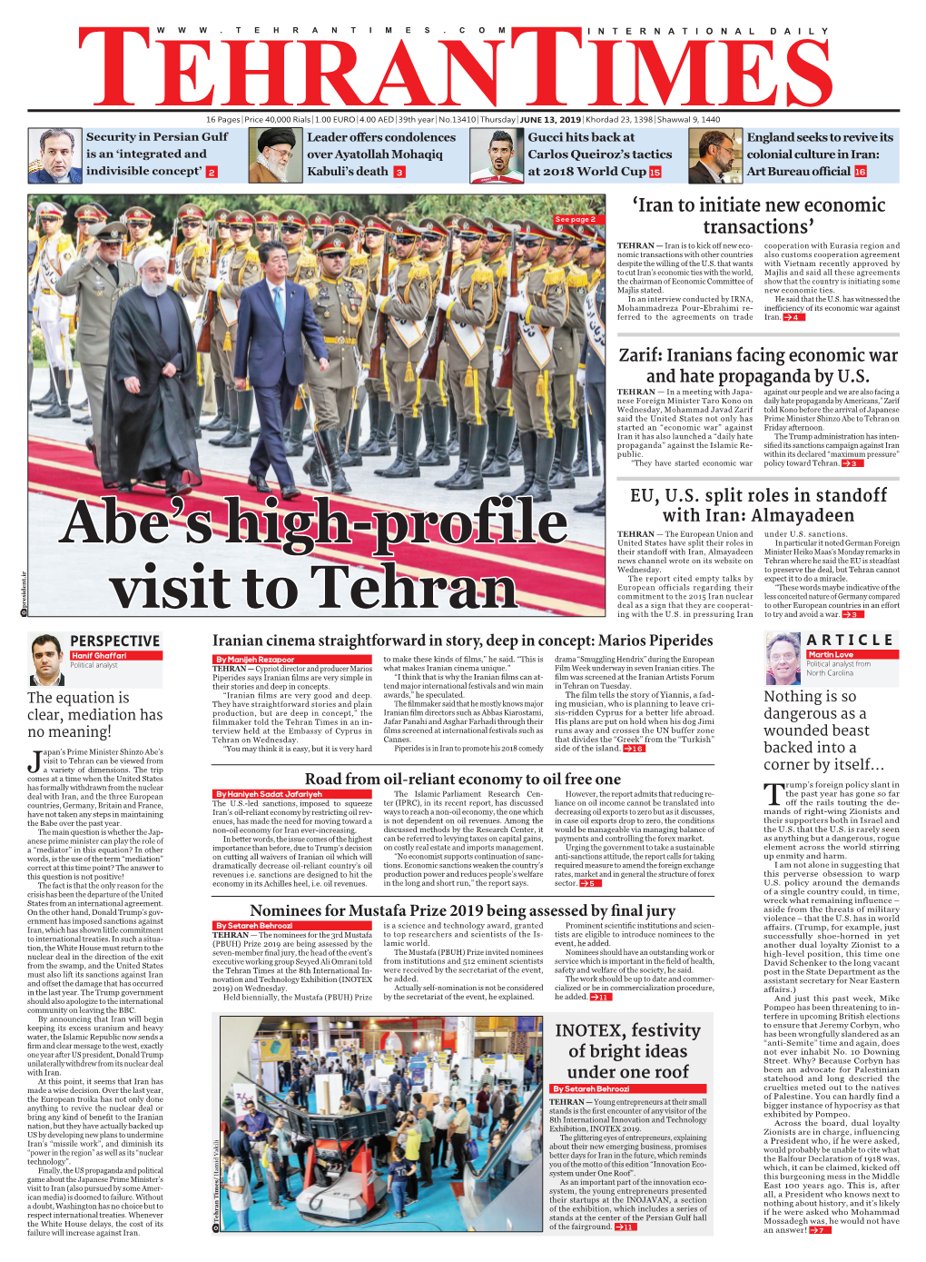 Abe's High-Profile Visit to Tehran