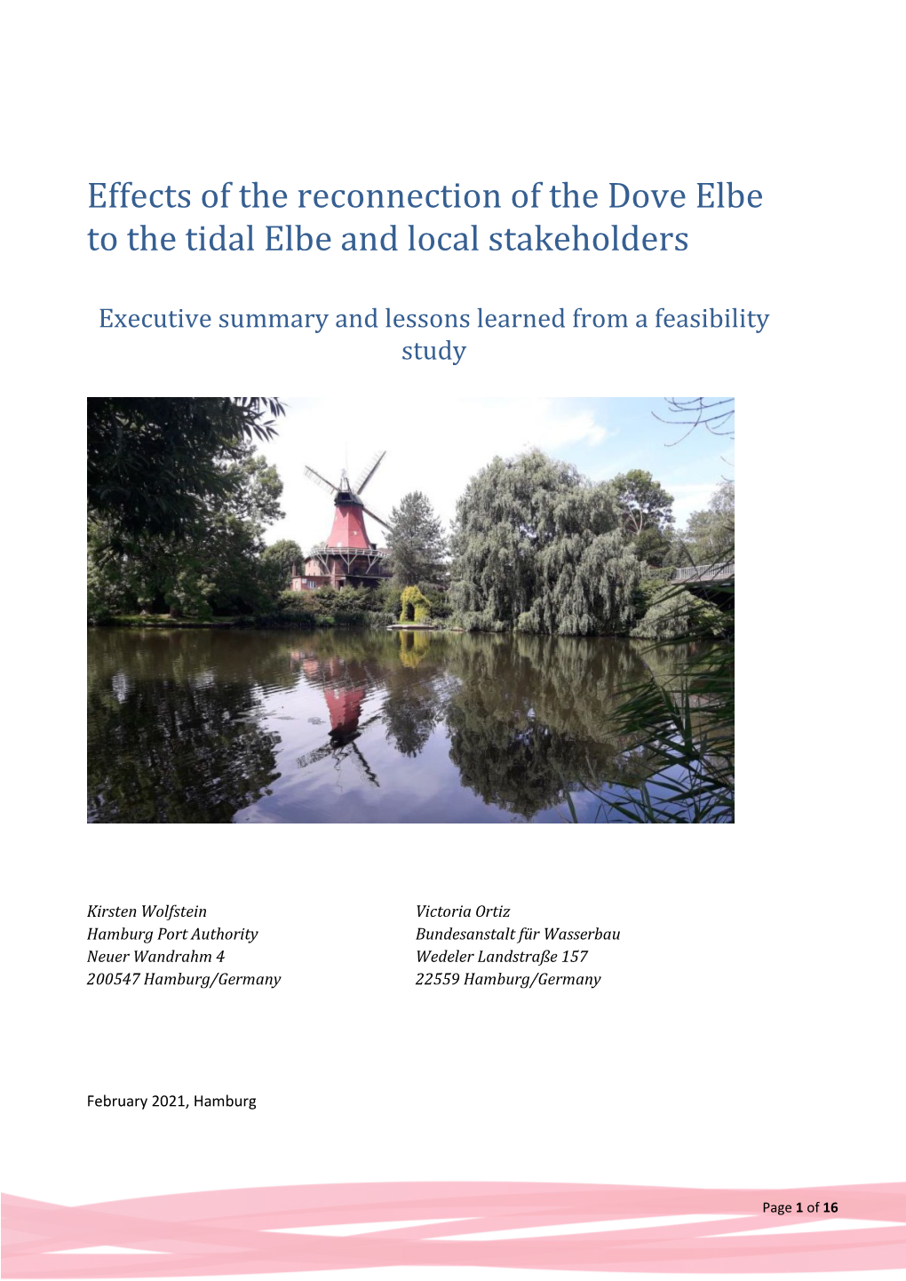 Effects of the Reconnection of the Dove Elbe to the Tidal Elbe and Local Stakeholders