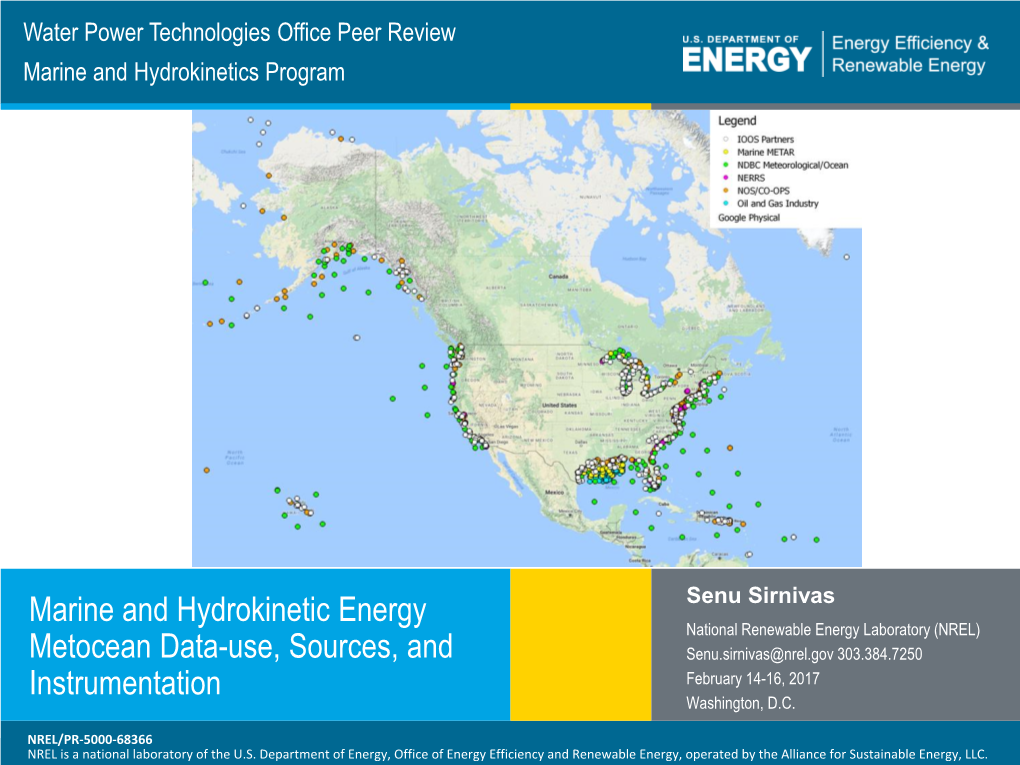 Marine and Hydrokinetic Energy Metocean Data-Use, Sources, And